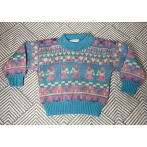 Adorable Vintage 90’s Toddler Girls Kohana Kids Knitted Sweater 12 Month Teal